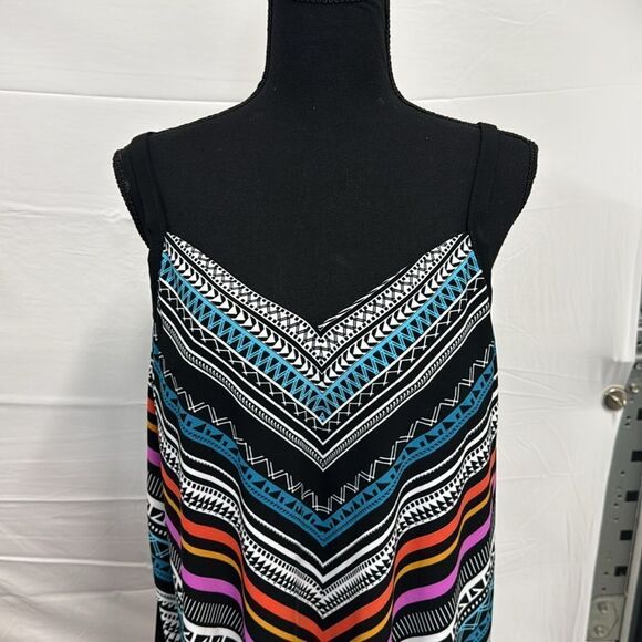 D cup Colorful Chevron Pattern Sleeveless Tankini Top- size 16 - Picture 5 of 8